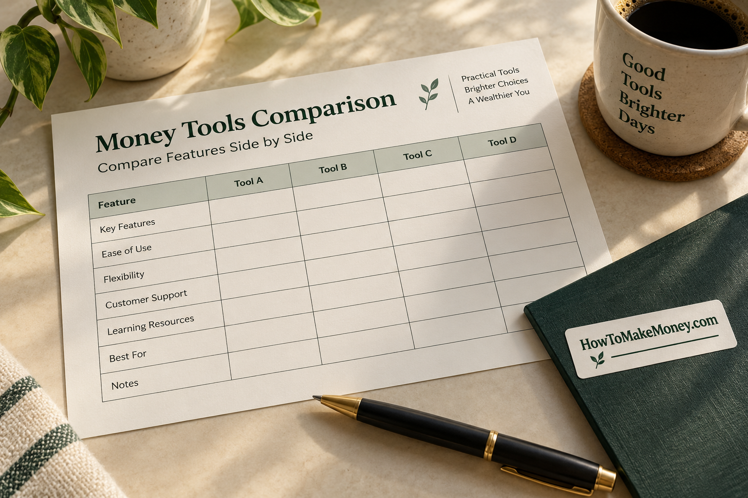 Editorial still accompanying a consumer money-tools comparison site